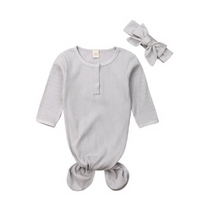 Load image into Gallery viewer, Knotted Gowns With Buttons & Headbands