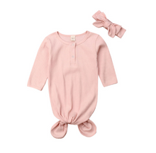 Load image into Gallery viewer, Knotted Gowns With Buttons & Headbands