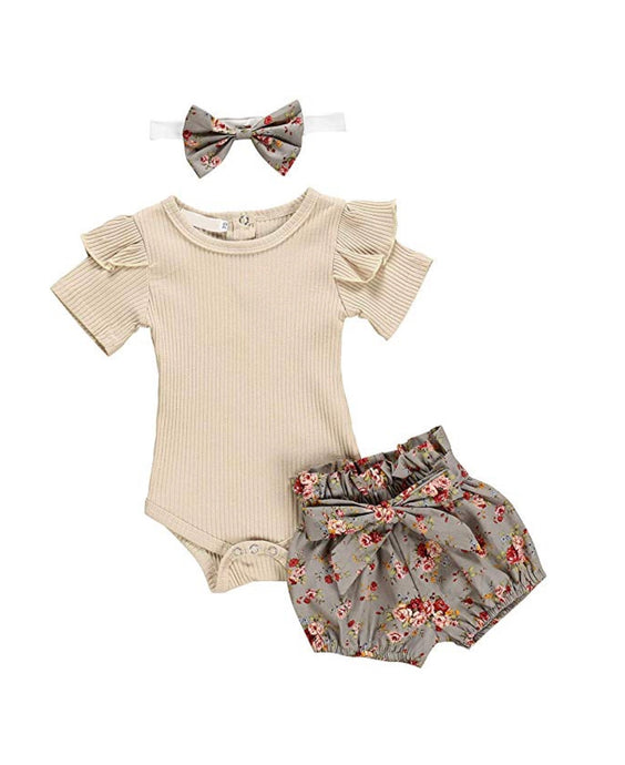 Cream Floral Bloomer Outfit